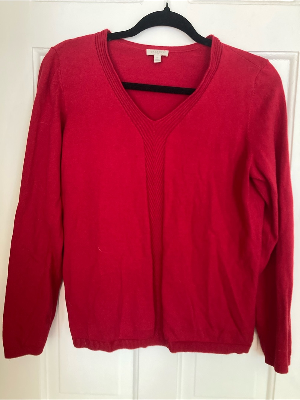 Talbots Bright Red V-Neck Cotton Sweater